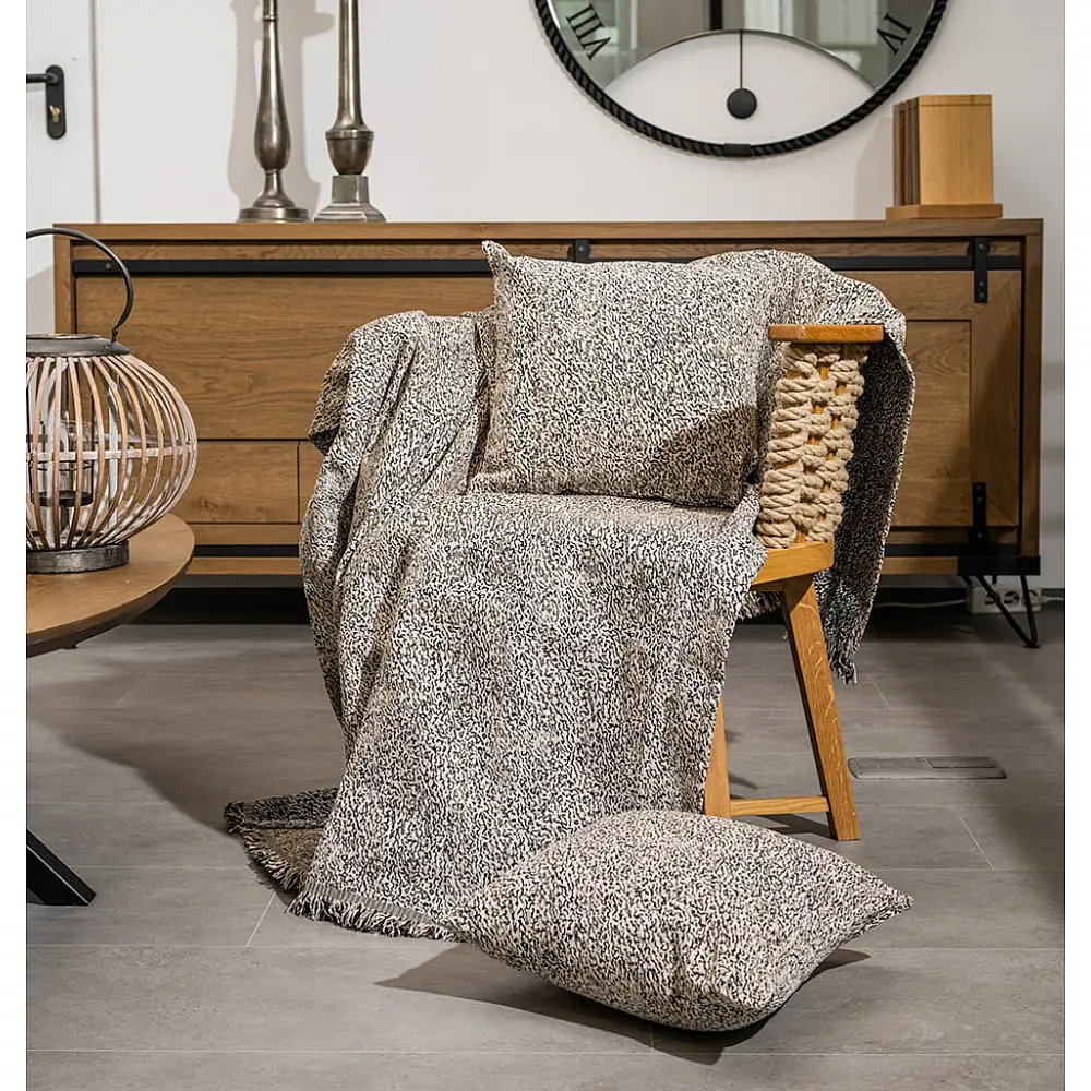 Ριχτάρι Καναπέ Chenille ANI Beige-Black - Beige - Black, Τριθέσιο (180x300)