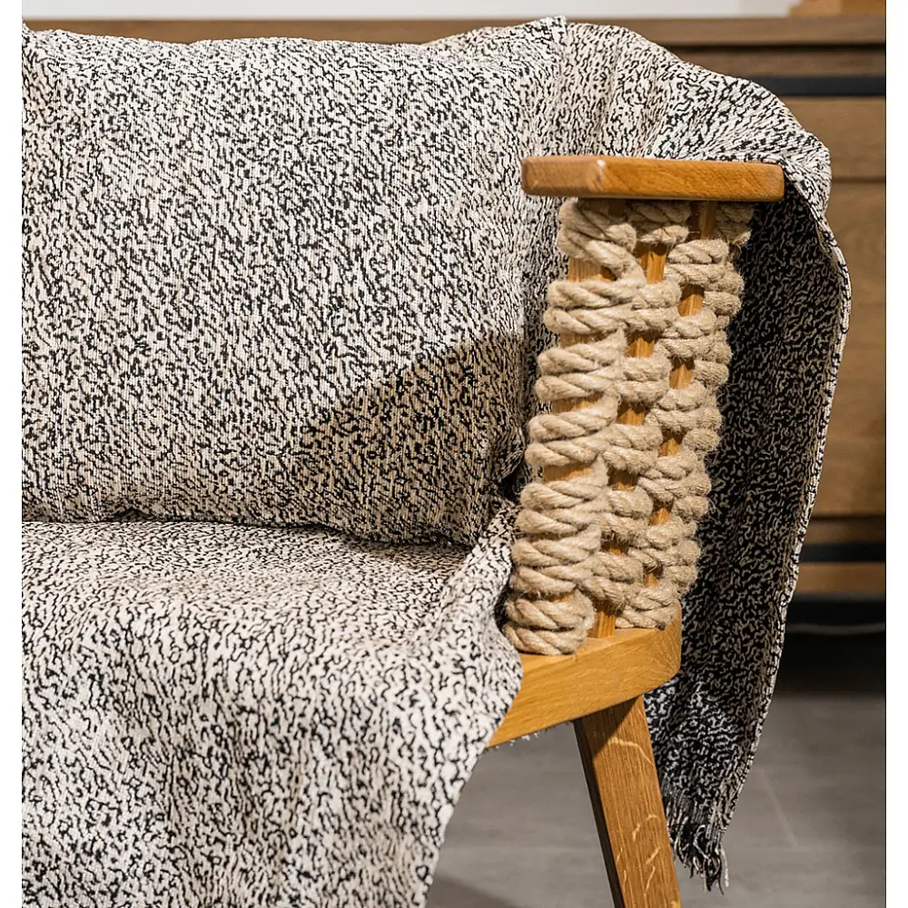 Ριχτάρι Καναπέ Chenille ANI Beige-Black - Beige - Black, Μονοθέσιο (180x180)