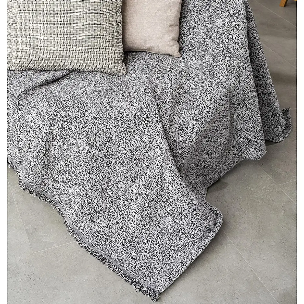 Ριχτάρι Καναπέ Chenille ANI Silver - Black - Silver - Black, Τριθέσιο (180x300)