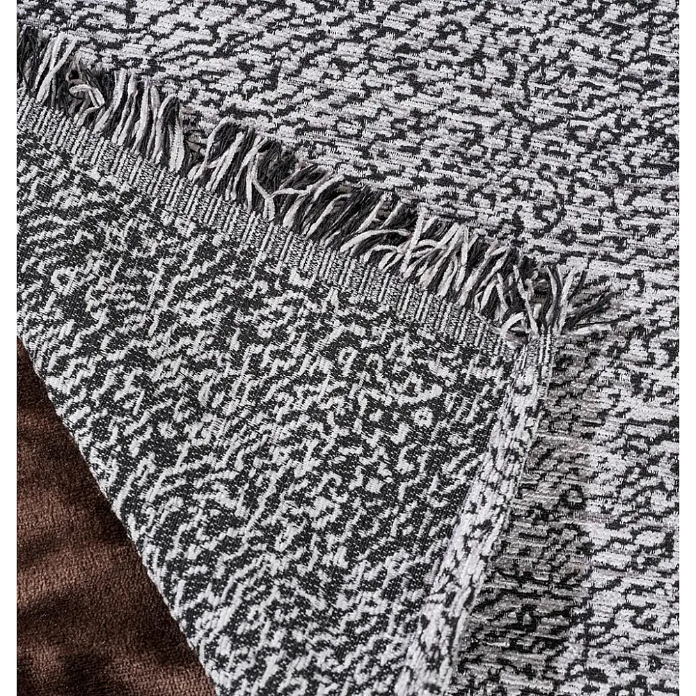 Ριχτάρι Καναπέ Chenille ANI Silver - Black - Silver - Black, Διθέσιο (180x250)