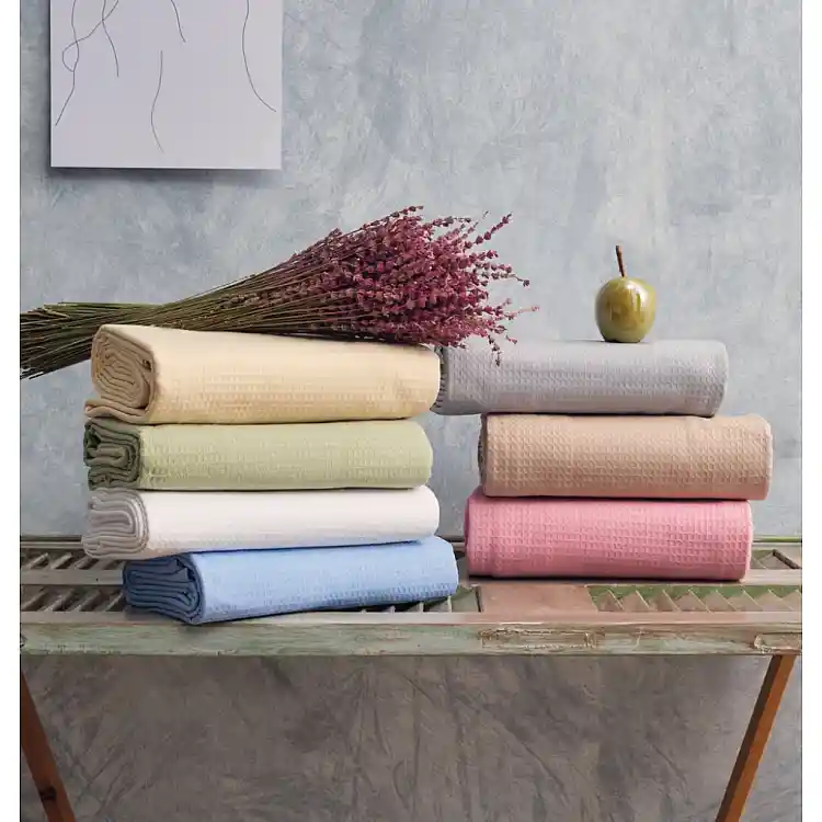 Κουβέρτα Μονόχρωμη Πικέ Summer Line Βαμβακερή - Ivory, 200x260