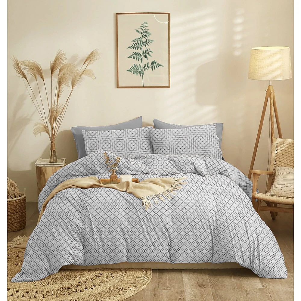 Σεντόνια Σετ "Marta" Mosaic Grey - Υπέρδιπλο Λάστιχο (1x230x260+1x170x200+30+2 μαξ. 50×70)