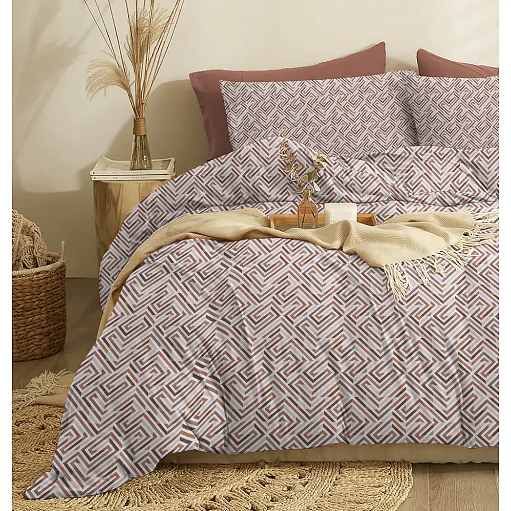 Παπλωματοθήκη "Marta" Maze Moka - Υπέρδιπλη (225x245)