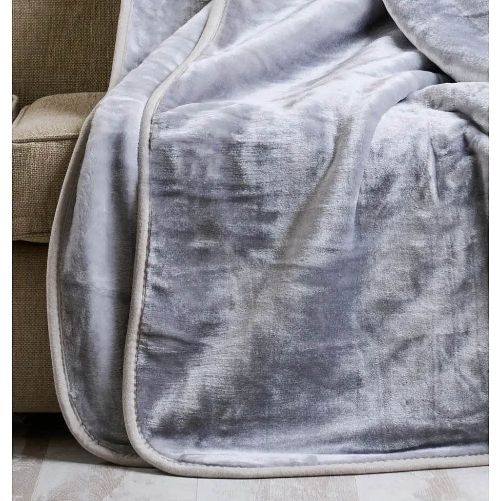 Κουβέρτα Μονόχρωμη Βελούρ Flat Silk Touch - Silver, Υπέρδιπλο (220x240)