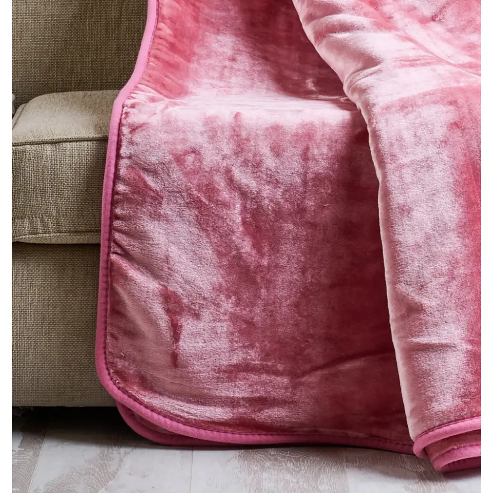 Κουβέρτα Μονόχρωμη Βελούρ Flat Silk Touch - Dusty Pink, Υπέρδιπλο (220x240)