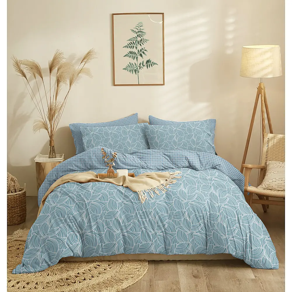 Σεντόνια Σετ Zinnia Blue - Υπέρδιπλο Λάστιχο (1x230x260+1x170x200+30+2 μαξ. 50×70)