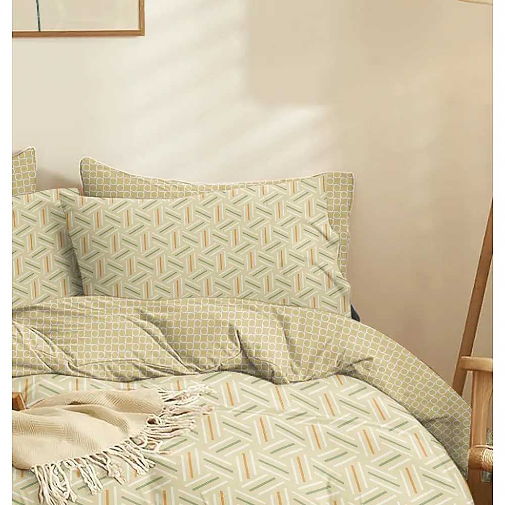Σεντόνια Σετ "Marta" Zig Beige - Υπέρδιπλο Λάστιχο (1x230x260+1x170x200+30+2 μαξ. 50×70)
