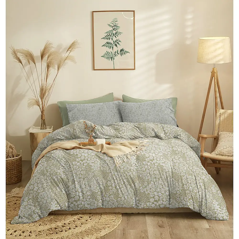 Παπλωματοθήκη Pansy Olive - Υπέρδιπλη (225x245)