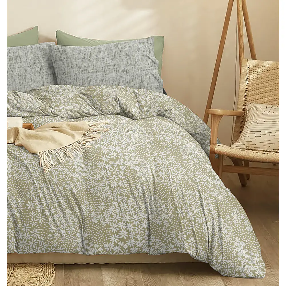 Παπλωματοθήκη Pansy Olive - Υπέρδιπλη (225x245)