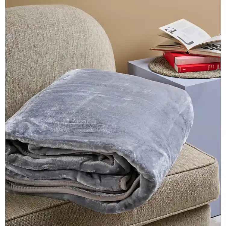 Κουβέρτα Μονόχρωμη Βελούρ Silk Touch Flat - Silver, Μονό (160x220)