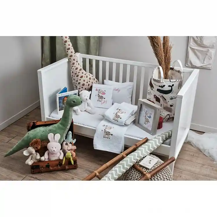 Κουβέρτα “Baby” Πικέ Κέντημα Giraffe Pink