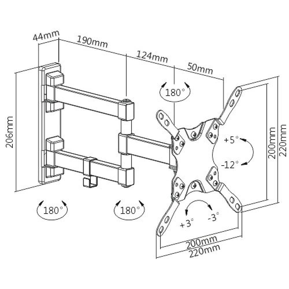 BRATECK LDA21-223 Βάση TV επιτοίχια με βραχίονα (max V:200x200)