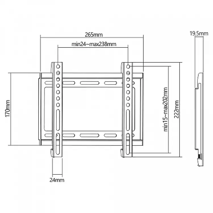 BRATECK KL22-22F Βάση TV επιτοίχια σταθερή (max V:200x200)