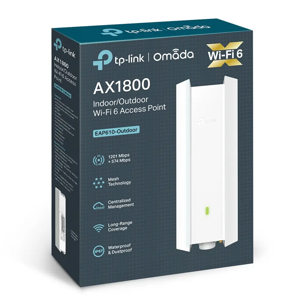 TP-LINK EAP610-OUTDOOR V1 AX1800 Indoor/Outdoor WiFi 6 Access Point TP-LINK EAP610-OUTDOOR V1 AX1800 Indoor/Outdoor WiFi 6 Access Point