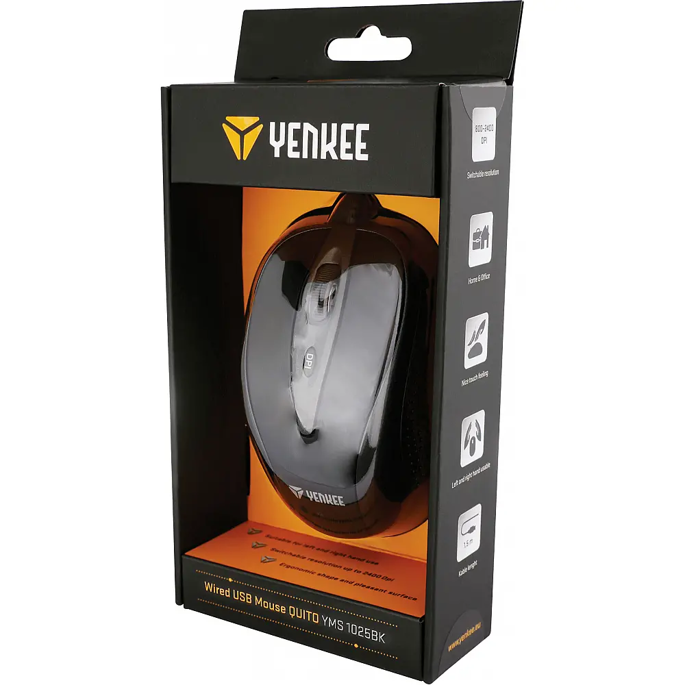 YENKEE YMS 1025BK QUITO Ενσύρματο Ποντίκι με σύνδεση USB και ρυθμιζόμενη ανάλυση έως 2400DPI YENKEE YMS 1025BK QUITO Ενσύρματο Ποντίκι με σύνδεση USB και ρυθμιζόμενη ανάλυση έως 2400DPI