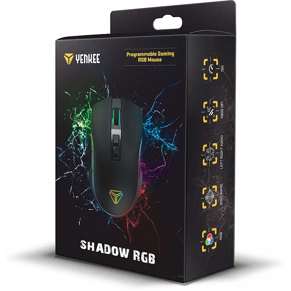 YENKEE YMS 3027BK SHADOW Gaming Ποντίκι με προγραμματιζόμενα πλήκτρα και RGB φωτισμό
