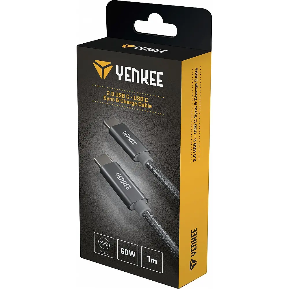 YENKEE YCU C101 SR Καλώδιο Φόρτισης/Δεδομένων Type-C male σε Type-C male, 1m, Ασημί YENKEE YCU C101 SR Καλώδιο Φόρτισης/Δεδομένων Type-C male σε Type-C male, 1m, Ασημί