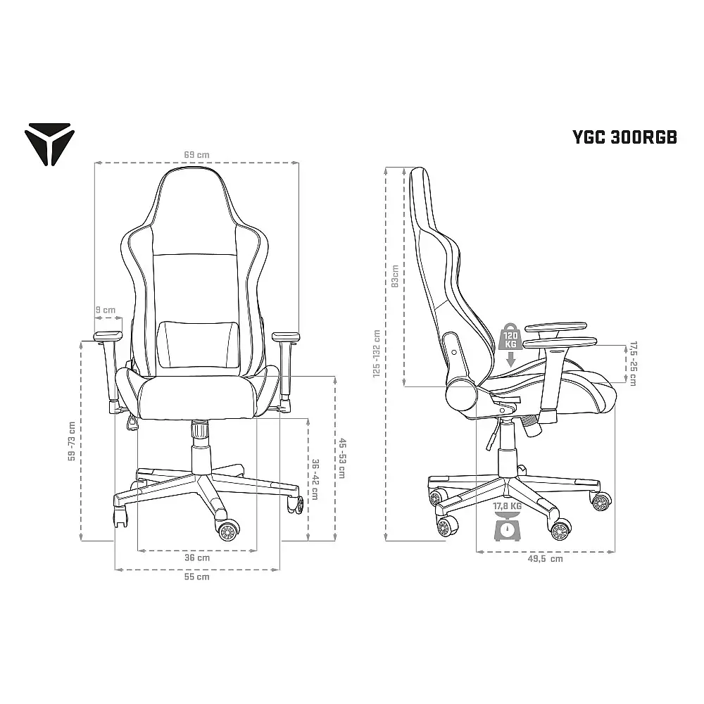 YENKEE YGC 300RGB STARDUST Gaming Καρέκλα Δερματίνης με Ρυθμιζόμενα Μπράτσα και RGB Φωτισμό YENKEE YGC 300RGB STARDUST Gaming Καρέκλα Δερματίνης με Ρυθμιζόμενα Μπράτσα και RGB Φωτισμό