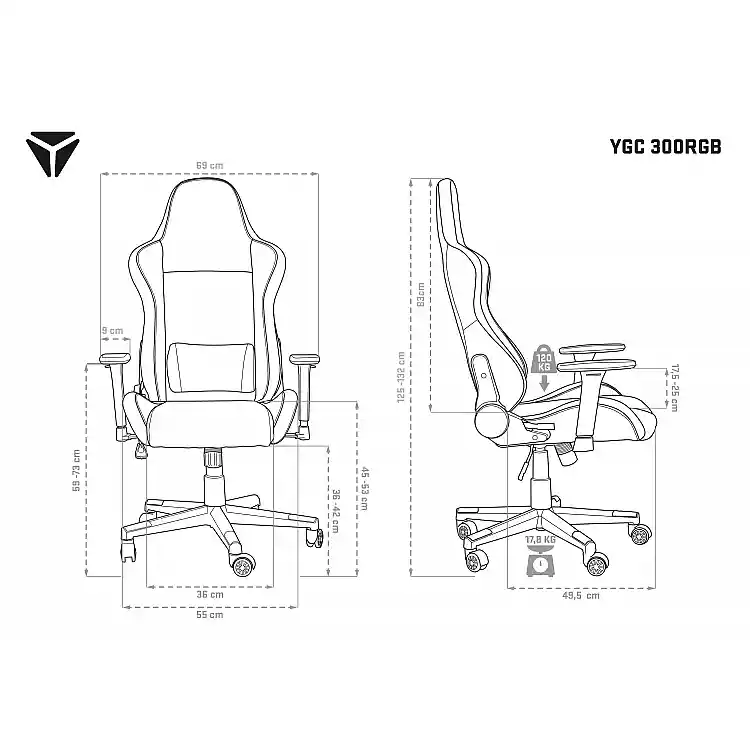 YENKEE YGC 300RGB STARDUST Gaming Καρέκλα Δερματίνης με Ρυθμιζόμενα Μπράτσα και RGB Φωτισμό