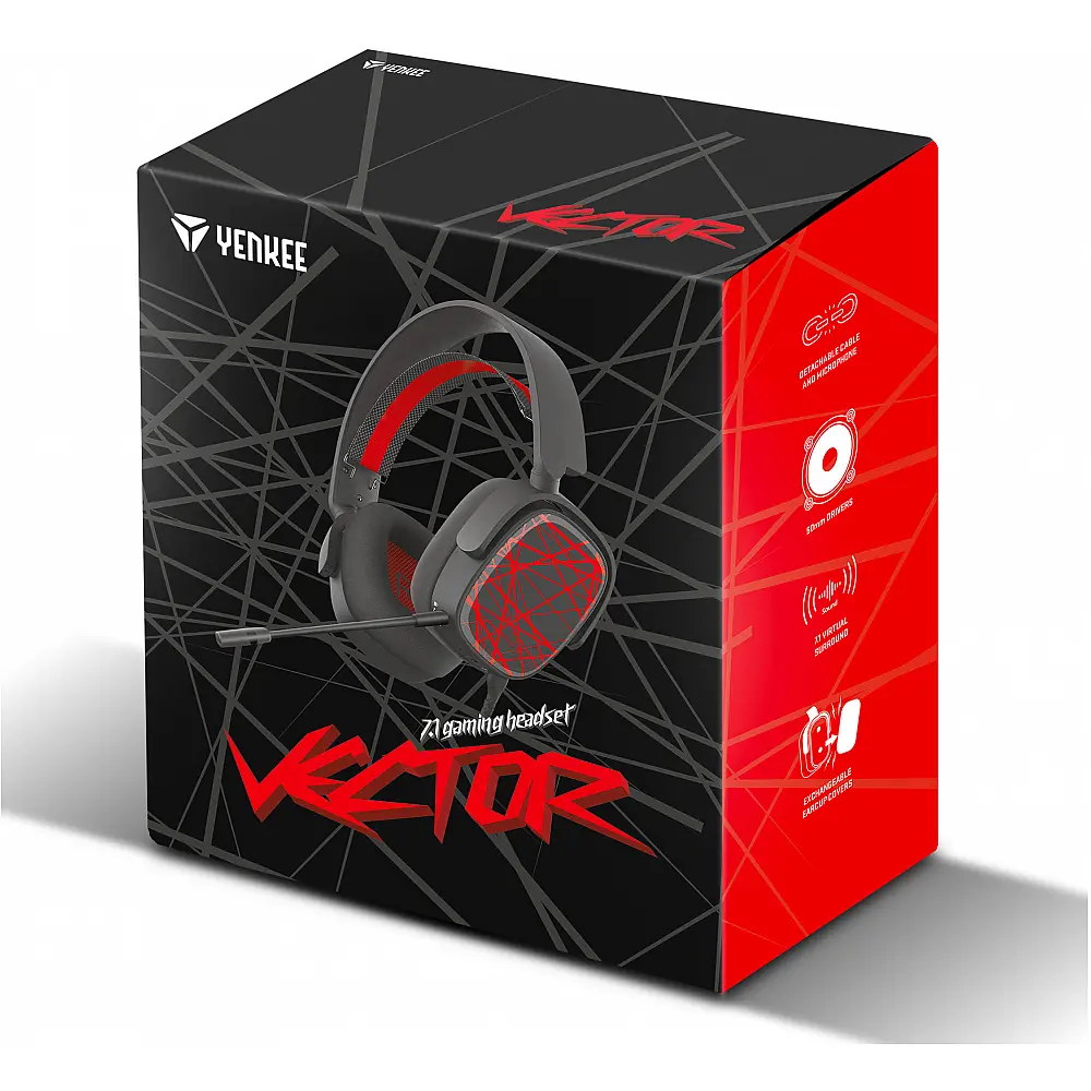 YENKEE YHP 3040 VECTOR Ενσύρματα Gaming Ακουστικά, Μαύρα - Κόκκινα YENKEE YHP 3040 VECTOR Ενσύρματα Gaming Ακουστικά, Μαύρα - Κόκκινα