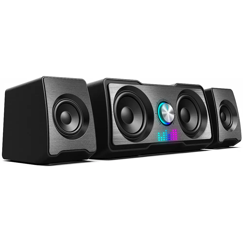 YENKEE YSP 215 BK Ηχεία Υπολογιστή 2.1 με 16W RMS, Σύνδεση 3.5mm και τροφοδοσία USB, Μαύρα