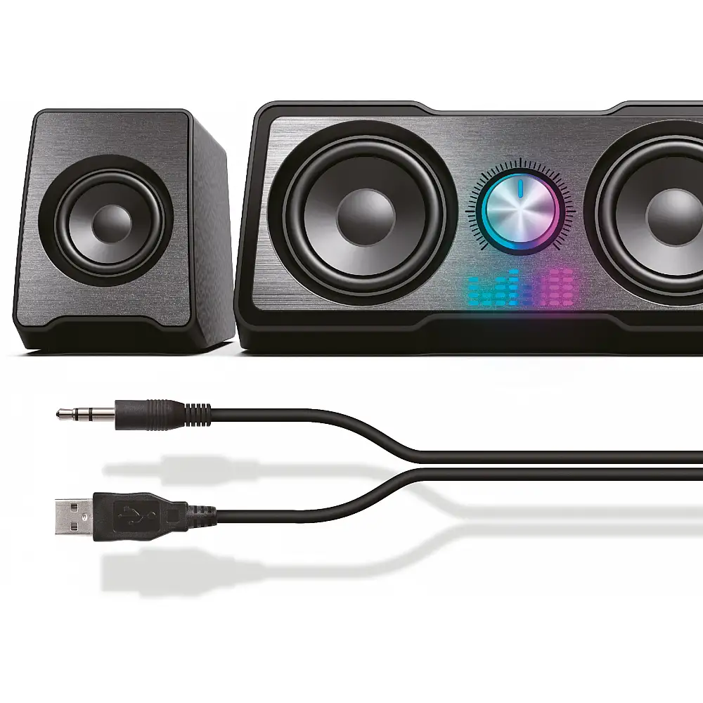 YENKEE YSP 215 BK Ηχεία Υπολογιστή 2.1 με 16W RMS, Σύνδεση 3.5mm και τροφοδοσία USB, Μαύρα