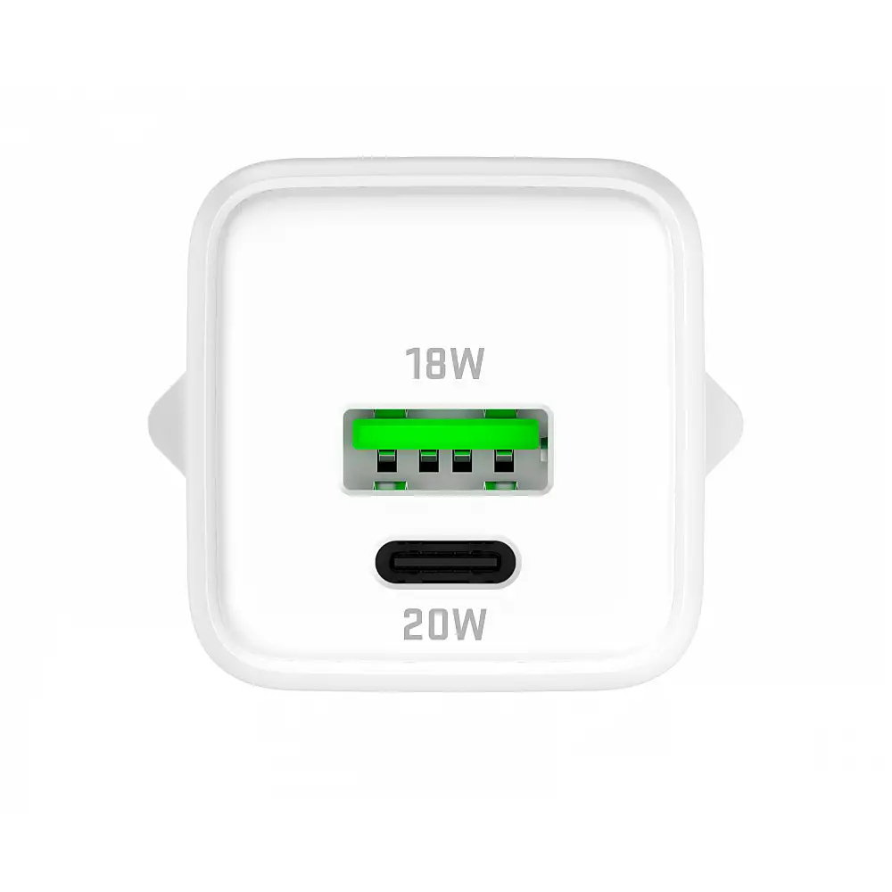 YENKEE YAC G38 VOLT Φορτιστής Dual USB-C/USB-A, 20W/18W Τεχνολογίας GaN με QC 4.0+, PD 3.0, AFC, FCP, Λευκός