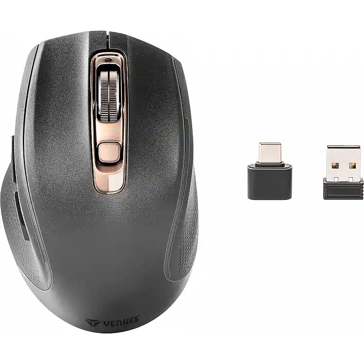 YENKEE YMS 2090 NEO PRO Επαναφορτιζόμενο Ασύρματο Ποντίκι με 7 Προγραμματιζόμενα Πλήκτρα, Μαύρο