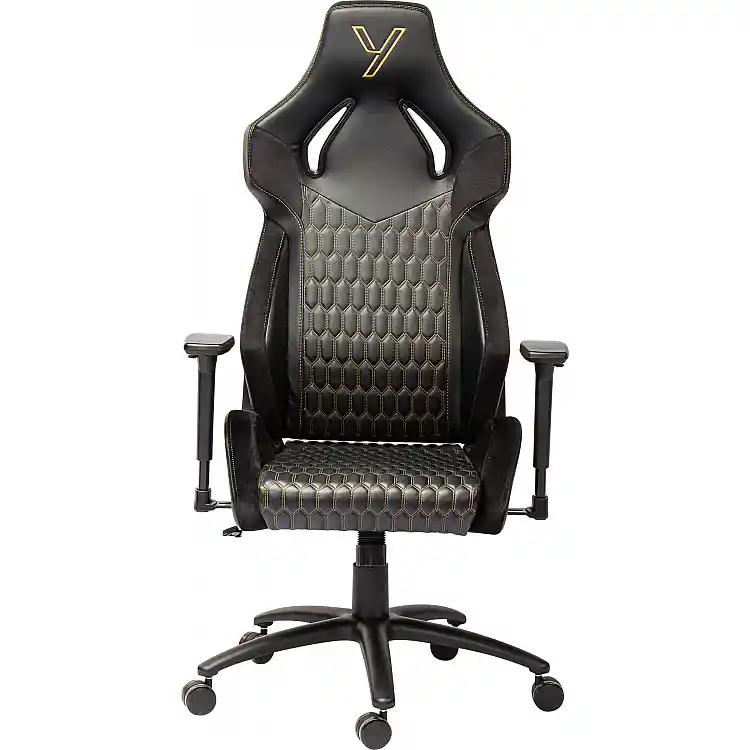 YENKEE YGC 110GD ONYX Ergonomic Gaming Chair, Μαύρη με Χρυσές Λεπτομέριες και Ρυθμιζόμενα Μπράτσα