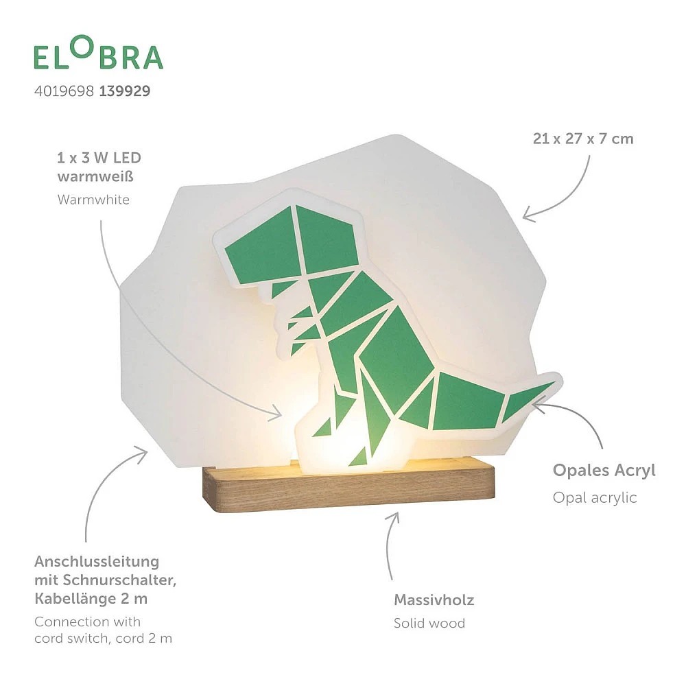 Πορτατίφ LED Δεινόσαυρος Πράσινο Dinos Πορτατίφ LED Δεινόσαυρος Πράσινο Dinos