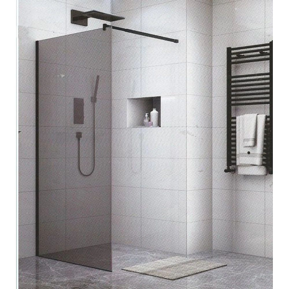 PANEL ΤΖΑΜΙ GREY 80*195h/8mm ME ΜΠΡΑΤΣΟ ΜΑΥΡΟ 70-120cm - GLORIA