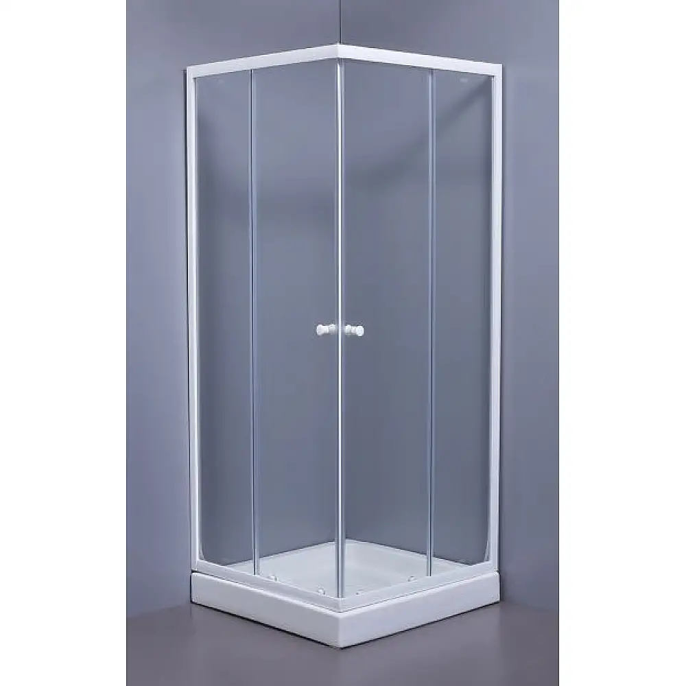 BIANCA -  ΚΑΜΠΙΝΑ 4/ΓΩΝΗ 80*80 ΛΕΥΚΗ  ΓΥΑΛΙ ΔΙΑΦΑΝΕΣ 5 mm ΣΧΕΤΗ_ - GLORIA