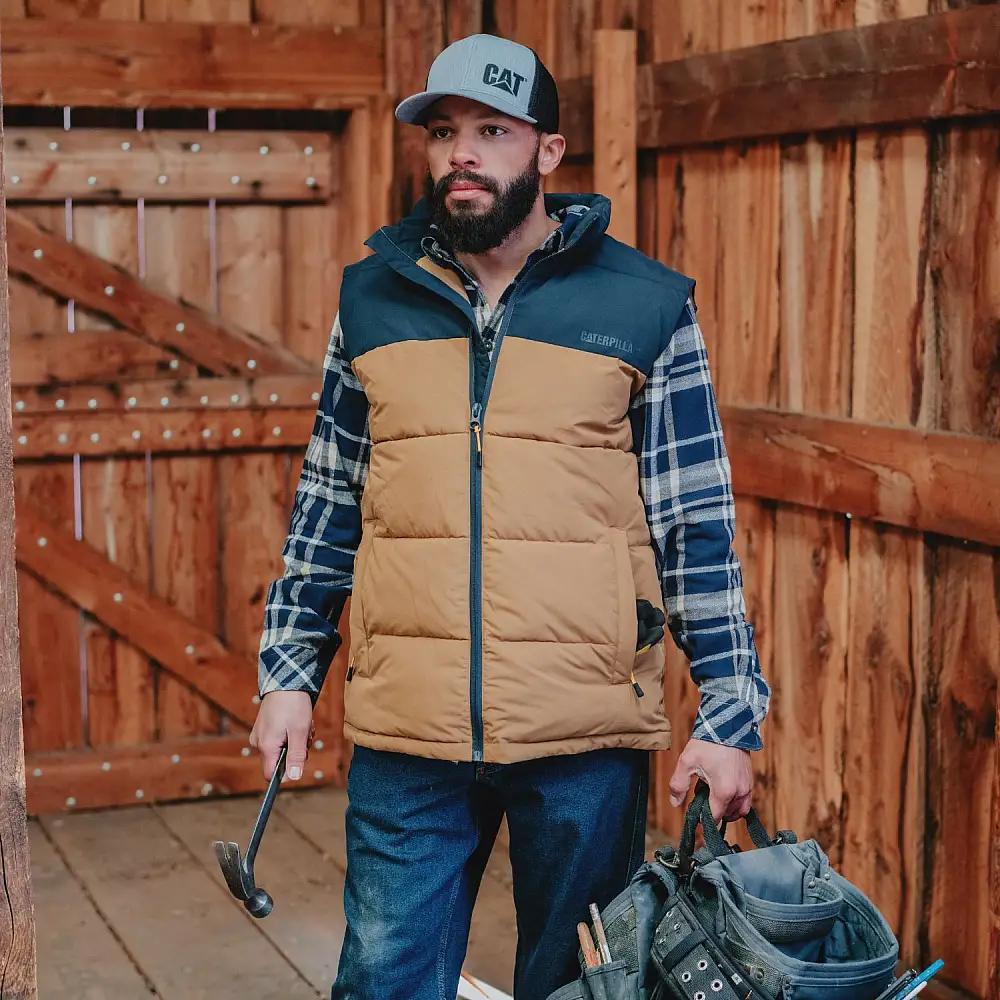 CAT Γιλέκο εργασίας arctic zone καφέ-μπλε L W12430