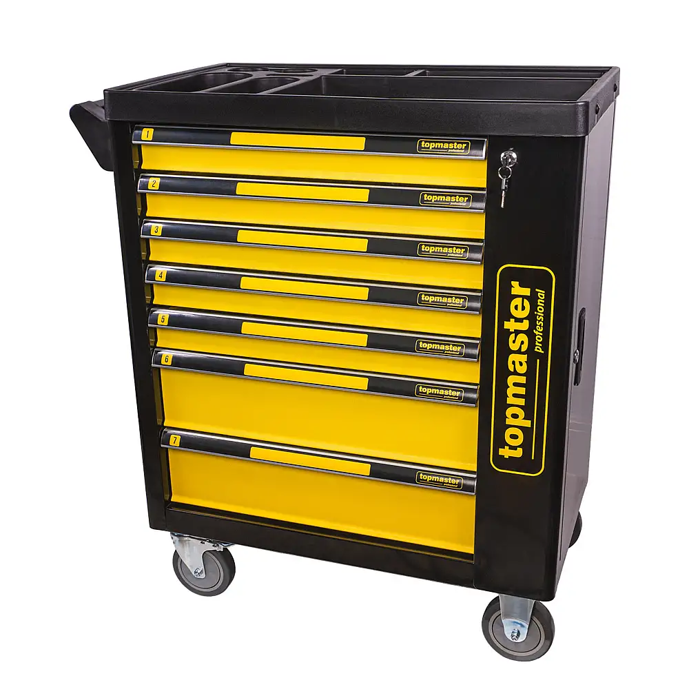 TOP MASTER Τροχήλατος μεταλλικός εργαλειοφόρος με 7 συρτάρια Π80xΒ48xΥ87εκ. 455560