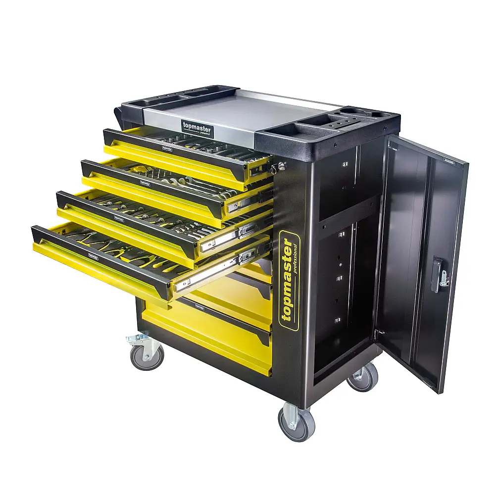 TOP MASTER Τροχήλατος μεταλλικός εργαλειοφόρος 182τεμ. με 7 συρτάρια Π80xΒ48xΥ87εκ. 455555