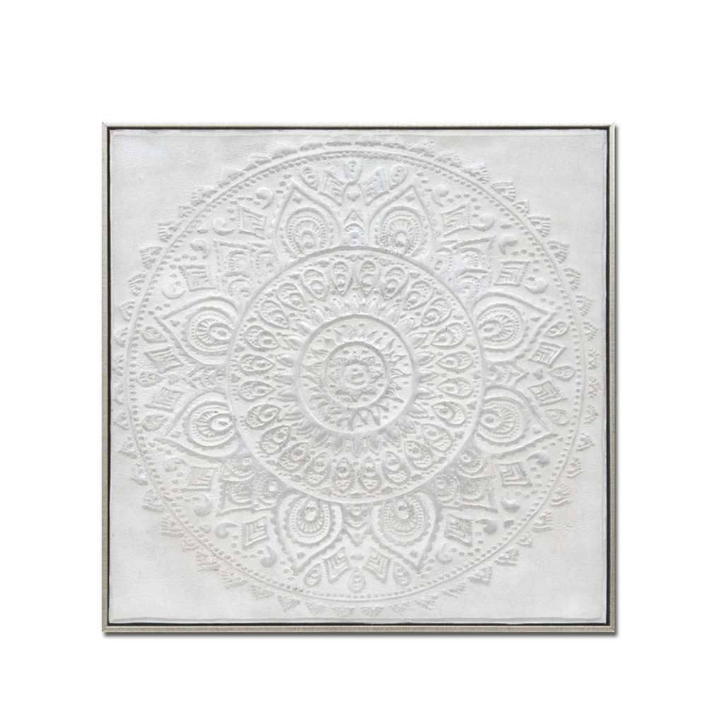 SAVOIR PAINTING DECORATIVE 62x62x5 CANVAS WHITE GOLD WOODINTHEBOX