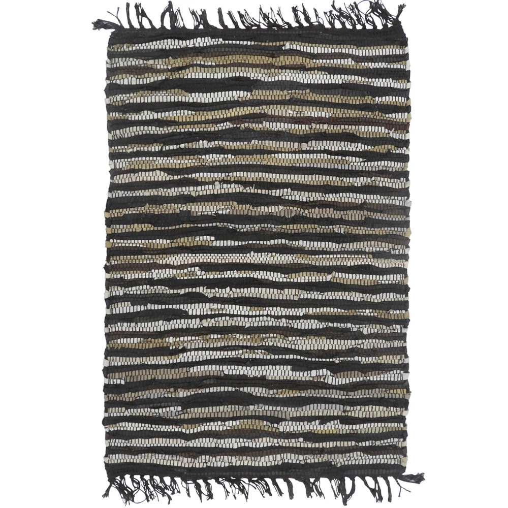 BOHO ΧΑΛΑΚΙ 60x90 ΔΕΡΜΑ ΜΑΥΡΟ ΜΠΕΖINTHEBOX