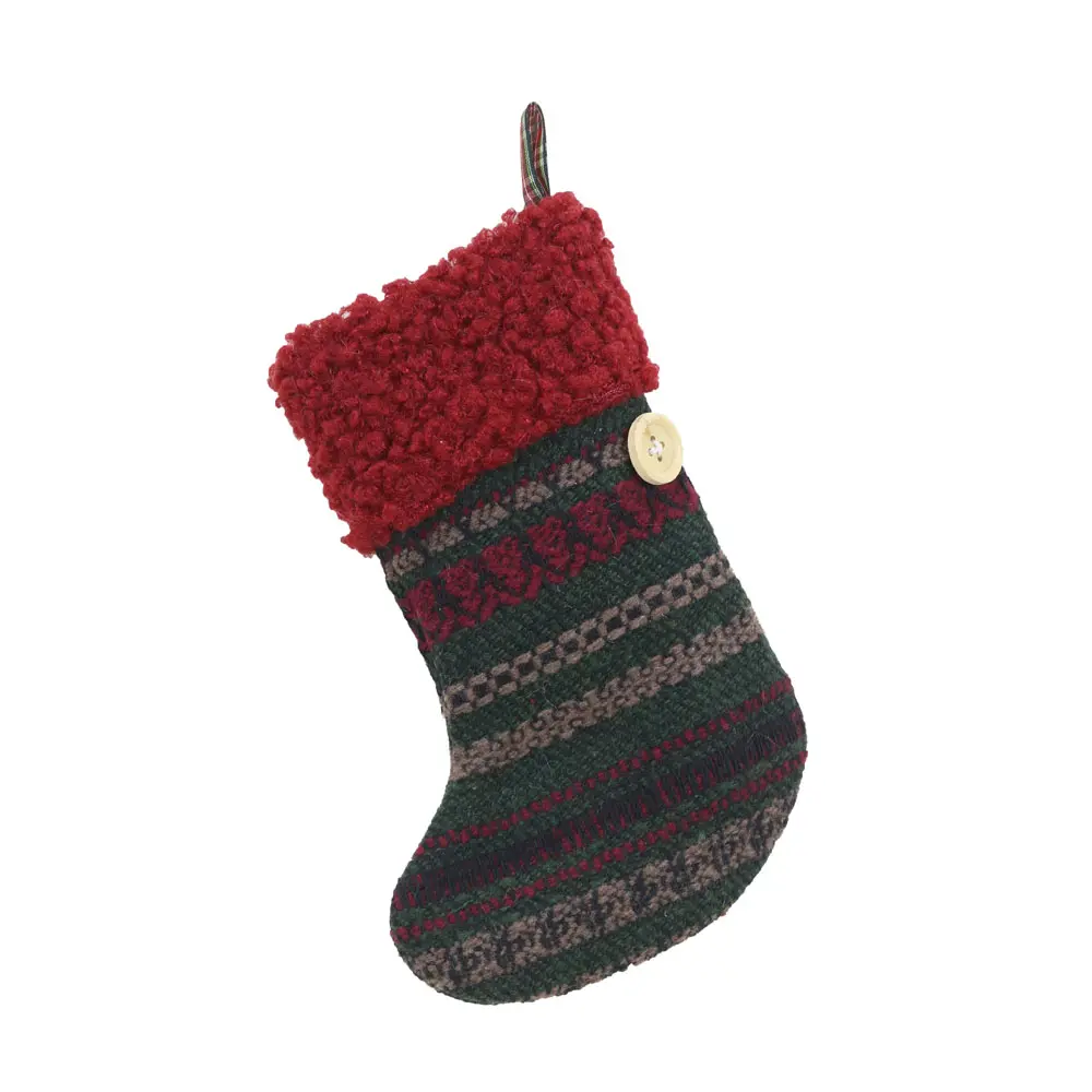 JOY SOCK ΧΡΙΣΤΟΥΓΕΝΝΙΑΤΙΚΟ ΔΙΑΚΟΣΜΗΤΙΚΟ ΚΑΛΤΣΑ 14x17 ΥΦΑΣΜΑ ΚΟΚΚΙΝΟ ΠΡΑΣΙΝΟ INTHEBOX