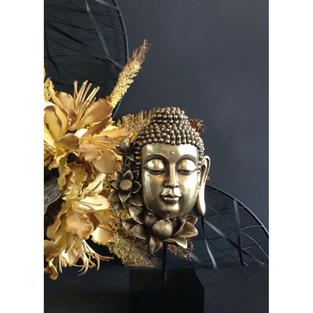 LOTUS BUDDHA ΔΙΑΚΟΣΜΗΤΙΚΟ ΒΟΥΔΑΣ 19x9x35 POLYRESIN ΧΡΥΣΟ ΜΑΥΡΟINTHEBOX