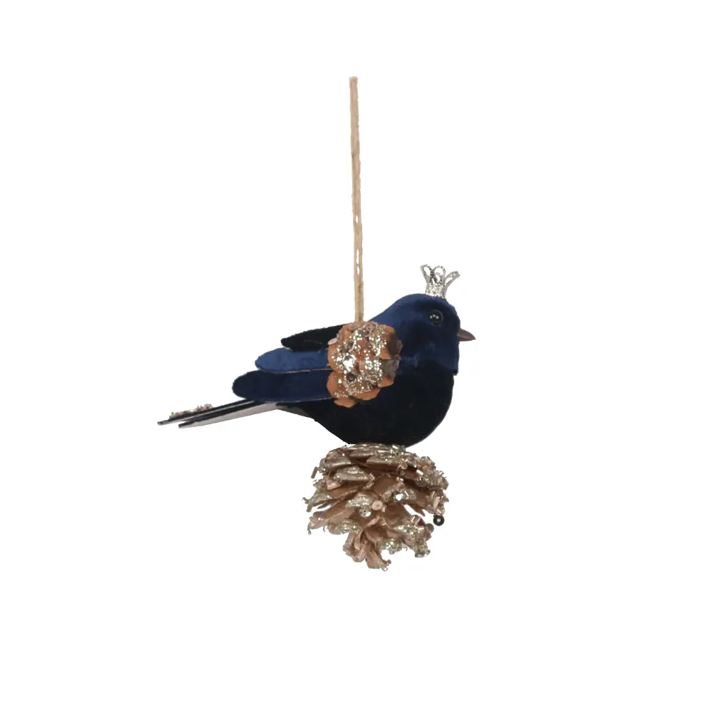 DREAMY BIRD ΧΡΙΣΤΟΥΓΓΕΝΙΑΤΙΚΟ ΣΤΟΛΙΔΙ ΠΟΥΛΙ 11x6x11 POLYFOAM ΜΠΛΕ ΧΡΥΣΟ ΥΦΑΣΜΑ INTHEBOX