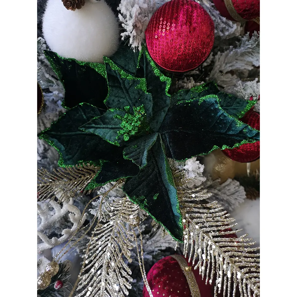 POINSETTIAS ΧΡΙΣΤΟΥΓΕΝΝΙΑΤΙΚΟ ΛΟΥΛΟΥΔΙ 32x32x55 POLYESTER ΠΡΑΣΙΝΟ INTHEBOX