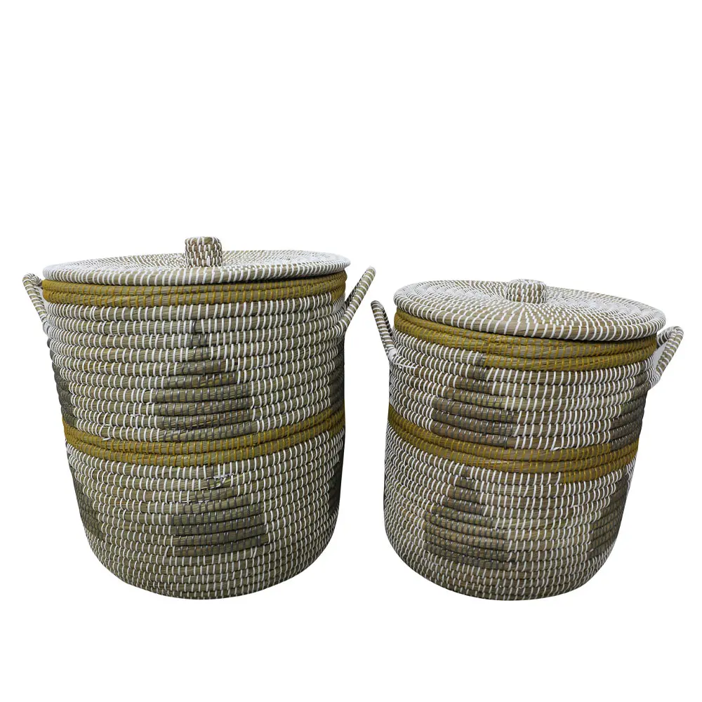 KAIA ΚΑΛΑΘΙ ΜΕ ΚΑΠΑΚΙ SET 2ΤΜΧ 45x45x50 KANSGRASS ΠΟΛΥΧΡΩΜΟ PVCINTHEBOX