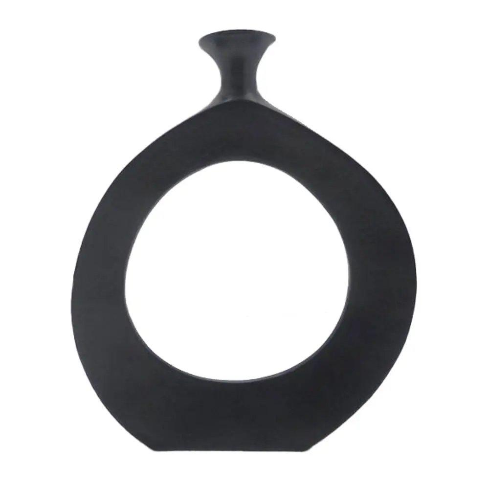 ABSTRACT CIRCLE ΒΑΖΟ 37x5x45 ΑΛΟΥΜΙΝΙΟ ΜΑΥΡΟINTHEBOX
