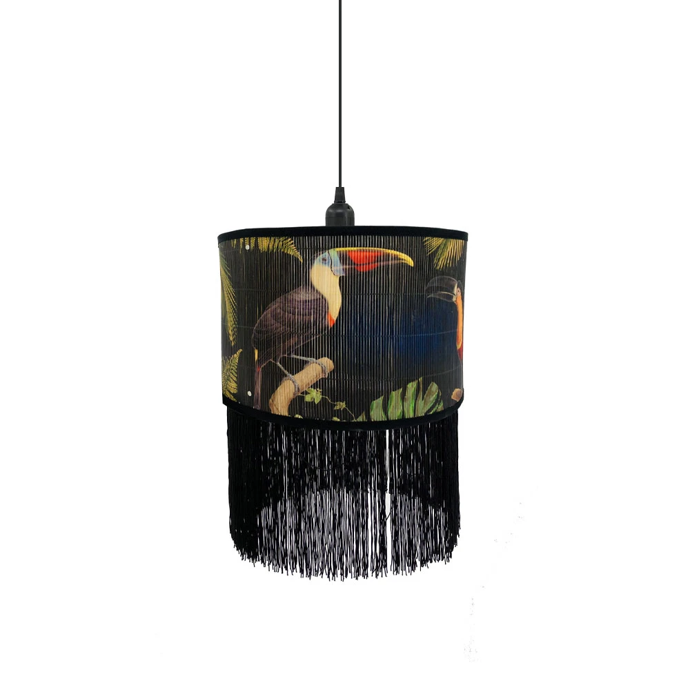 TROPICAL BIRDS B ΦΩΤΙΣΤΙΚΟ ΟΡΟΦΗΣ 30x30x23 BAMBOO ΠΟΛΥΧΡΩΜΟ ΜΑΥΡΟINTHEBOX
