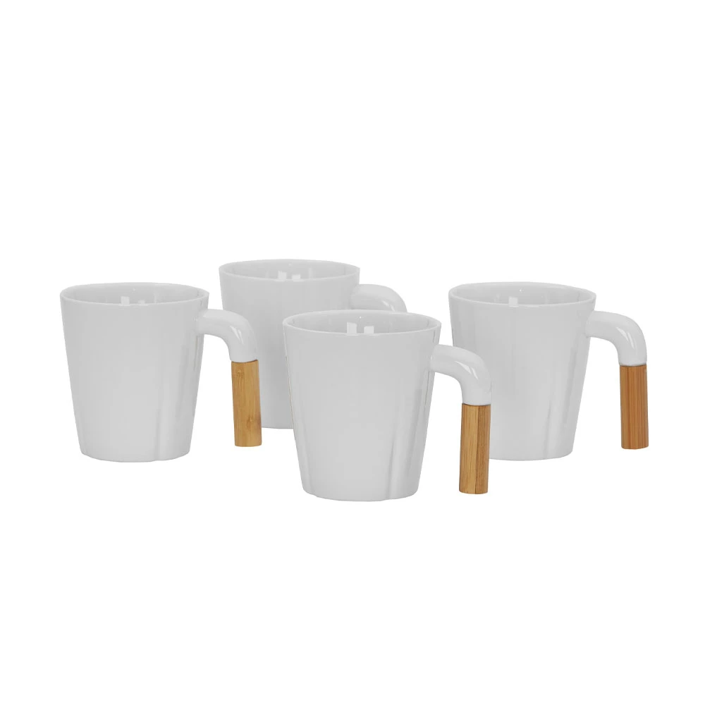 NORDIC ΚΟΥΠΑ SET 4ΤΜΧ 23x23x9 ΠΟΡΣΕΛΑΝΗ ΛΕΥΚΟ ΦΥΣΙΚΟ BAMBOOINTHEBOX