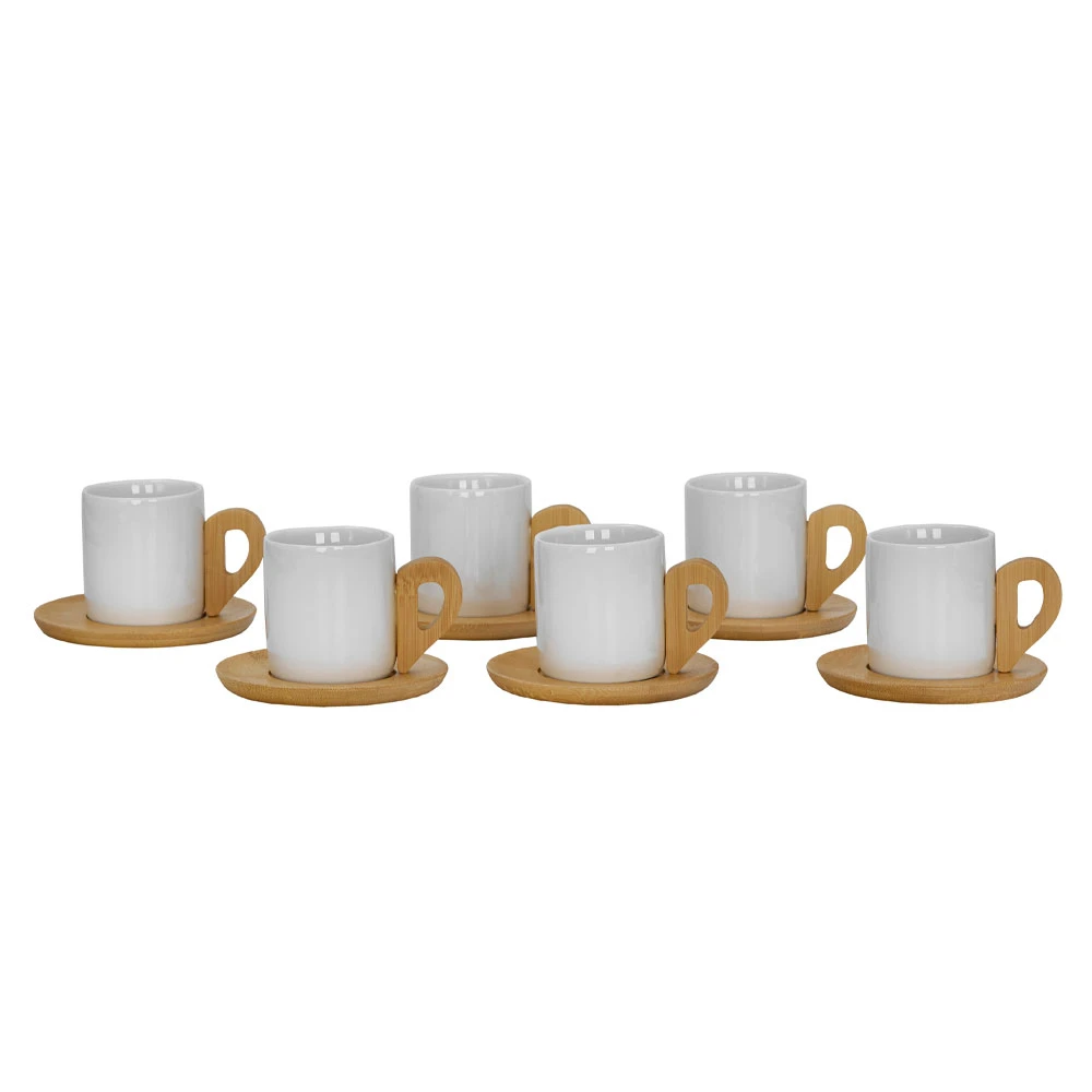 NORDIC ΚΟΥΠΑ ESPRESSO SET 6ΤΜΧ 29x21x7 ΠΟΡΣΕΛΑΝΗ ΛΕΥΚΟ ΦΥΣΙΚΟ BAMBOOINTHEBOX