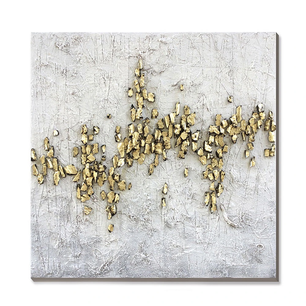 GOLD TRAIL ΠΙΝΑΚΑΣ ΔΙΑΚΟΣΜΗΣΗΣ 100x100x4 OIL ACRYLIC ΛΕΥΚΟ ΓΚΡΙ ΧΡΥΣΟ ΚΑΜΒΑΣINTHEBOX