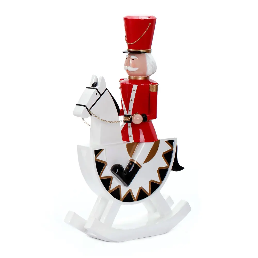 RED HORSE ROCKING ΧΡΙΣΤΟΥΓΕΝΝΙΑΤΙΚΟ ΔΙΑΚΟΣΜΗΤΙΚΟ ΑΛΟΓΟ 44x18x72 POLYRESIN ΛΕΥΚΟ ΜΑΥΡΟ ΚΟΚΚΙΝΟ INTHEBOX
