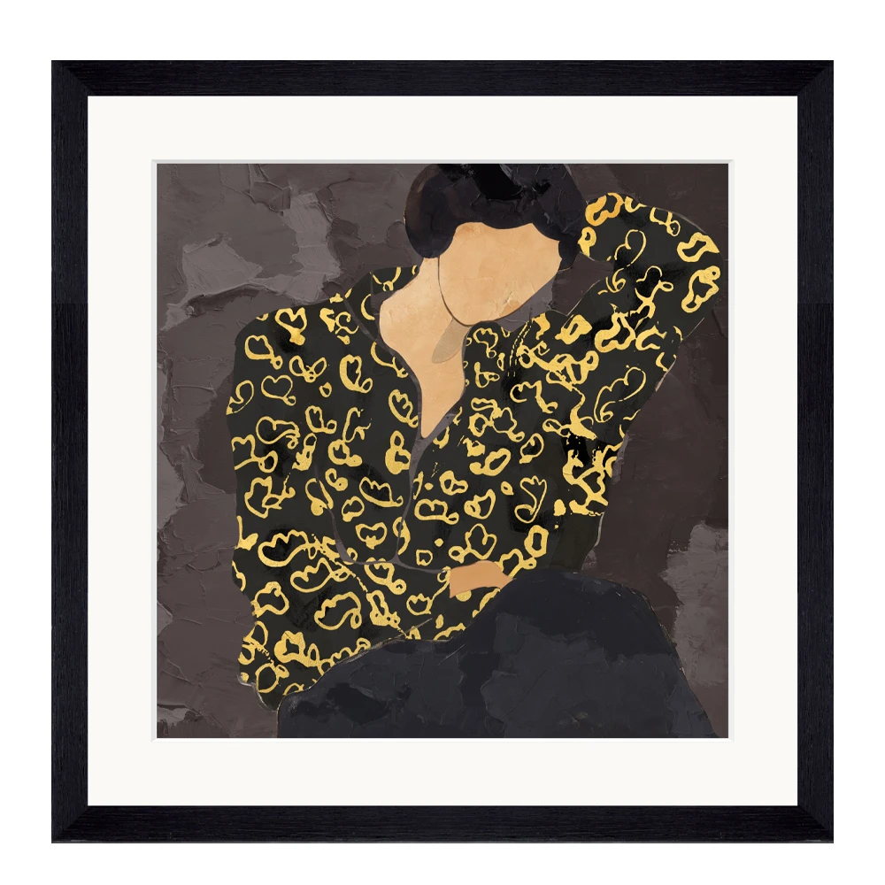 LADY IN PORTRAIT ΠΙΝΑΚΑΣ ΔΙΑΚΟΣΜΗΣΗΣ 43x43x4 ΓΥΑΛΙ ΠΟΛΥΧΡΩΜΟ ΞΥΛΟ ΜΑΥΡΟINTHEBOX