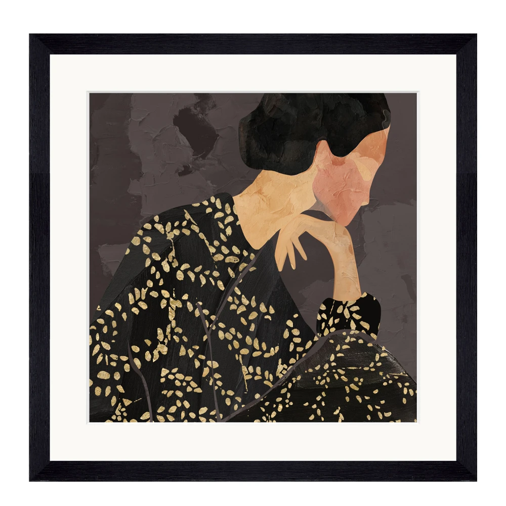 LADY IN PORTRAIT ΠΙΝΑΚΑΣ ΔΙΑΚΟΣΜΗΣΗΣ 43x43x4 ΓΥΑΛΙ ΠΟΛΥΧΡΩΜΟ ΞΥΛΟ ΜΑΥΡΟINTHEBOX